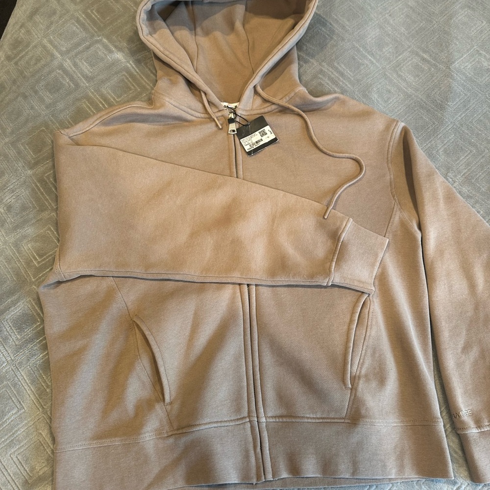 Beige Zip-Up Hoodie